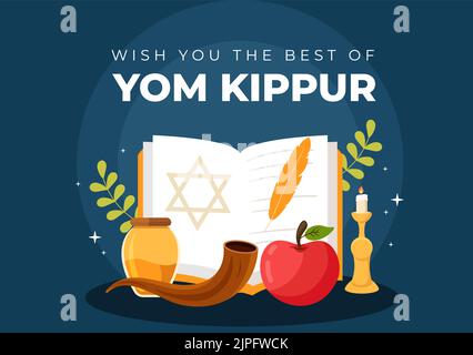 Yom Kippur Celebration Hand Drawn Cartoon Flat Illustration to Day of Atonement in Judaism on Background Design Stock Vector