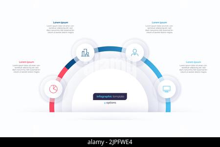 Four option circle infographic design template. Vector illustration Stock Vector