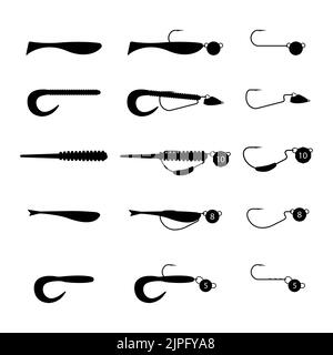 Worm on hook linear icon. Thin line illustration. Fishing live