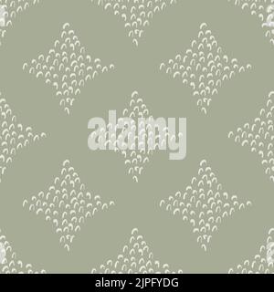 Quatrefoil seamless vector pattern background. Neutral scribbled hand-drawn backdrop with historical foil motifs in ecru beige. Naive doodle Stock Vector