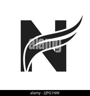 Letter N Wing Logo Design. Transportation Logo Letter N and Wings Concept Stock Vector