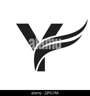Letter Y Wing Logo Design. Transportation Logo Letter Y and Wings Concept Stock Vector