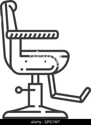 Barbershop leather chair isolated barber furniture outline icon. Vector old barbershop armchair, hairdressing salon furniture object. Antique chair in haircutting shop vintage seat side view, line art Stock Vector