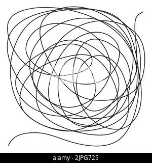 Hand drawn doodle scribble chaos path messy lines Stock Vector