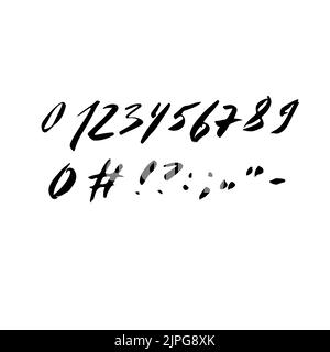 Handwritten numbers, vector lettering, abstract text illustration isolated on white background Stock Vector