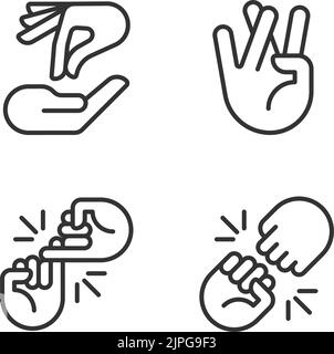 Using gestures for communication pixel perfect linear icons set Stock Vector