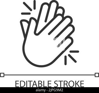 Clapping hands pixel perfect linear icon Stock Vector