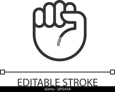 Riot fist pixel perfect linear icon Stock Vector