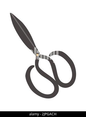 Flat scissors. Hand drawn hobby accessories. Vector illustration. Garden tool Stock Vector