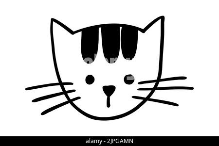 Cute handdrawn cat. Funny doodle kitty. Vector cartoon illustration Stock Vector