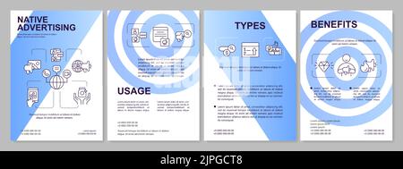 Native advertising tactic blue gradient brochure template Stock Vector