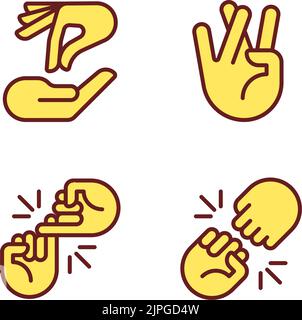 Using gestures for communication pixel perfect RGB color icons set Stock Vector