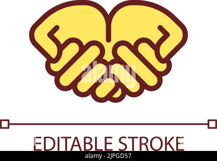 Begging hands pixel perfect RGB color icon Stock Vector