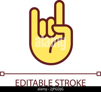Horn gesture pixel perfect RGB color icon Stock Vector
