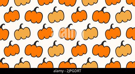 Hand drawn Pumpkins Seamless pattern with cute doodles Stock Vector