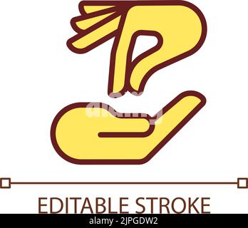 Giving and taking hands pixel perfect RGB color icon Stock Vector