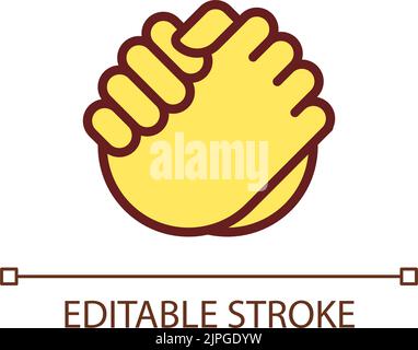 Friendly handshake pixel perfect RGB color icon Stock Vector