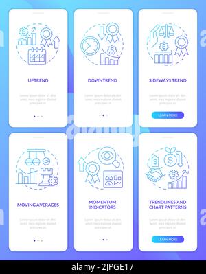 Types of trends blue gradient onboarding mobile app screen Stock Vector ...
