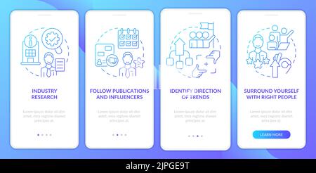 How to identify trends blue gradient onboarding mobile app screen Stock Vector