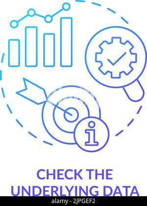 Check underlying data blue gradient concept icon Stock Vector