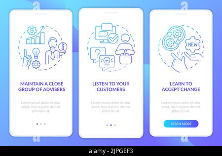 Identify trends blue gradient onboarding mobile app screen Stock Vector