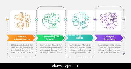 Trendy marketing approaches rectangle infographic template Stock Vector