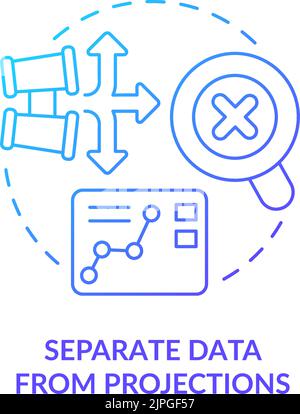 Separate data from projections blue gradient concept icon Stock Vector