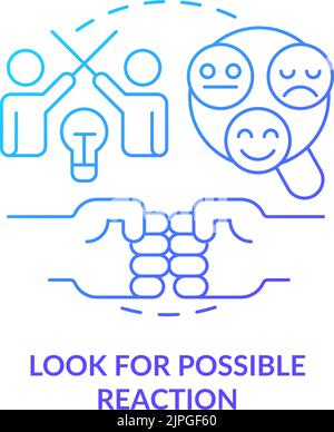 Look for possible reaction blue gradient concept icon Stock Vector