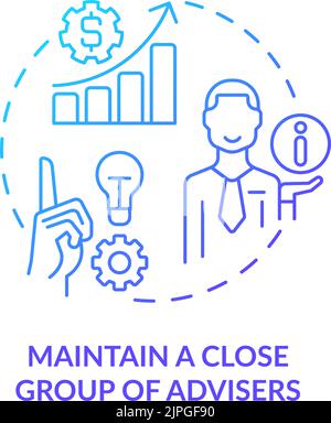 Maintain close group of advisers blue gradient concept icon Stock Vector