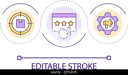 Promoted product review loop concept icon Stock Vector