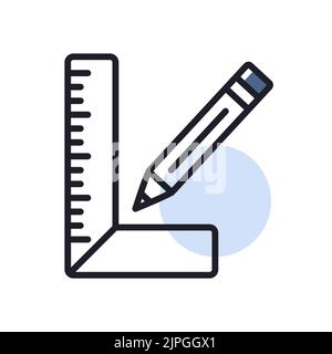 Carpenter square and pencil vector flat icon. Construction, repair and building. Graph symbol for your web site design, logo, app, UI Stock Vector