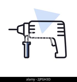 Electric hammer drill vector flat icon. Household electric instrument for boring wood and metal with screwdriver function. Perforator vector illustrat Stock Vector