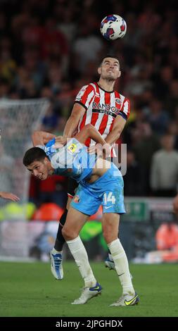 Sheffield, England, 17th August 2022.  John Egan of Sheffield Utd during the Sky Bet Championship match at Bramall Lane, Sheffield. Picture credit should read: Simon Bellis / Sportimage Stock Photo