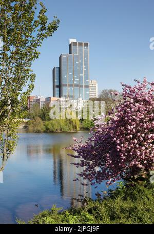 düsseldorf, schwanenspiegel, dusseldorfs Stock Photo