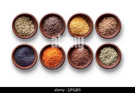 lentil, various, variety, pardina linsen, grüne linsen, lentils, varieties Stock Photo