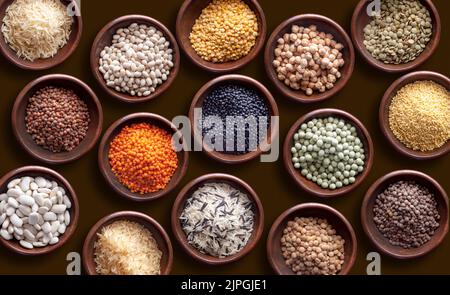 peas, rice, beans, lentil, pardina linsen, grüne linsen, pea, rices, bean, lentils Stock Photo