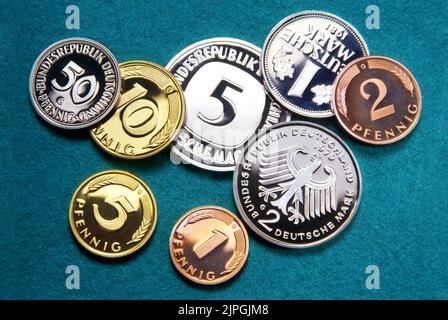 coin, change, german mark, coins, conversion, convert, moneys, german marks Stock Photo