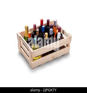 alcohol, wooden crate, bottle, alcohols, crates, bottles Stock Photo