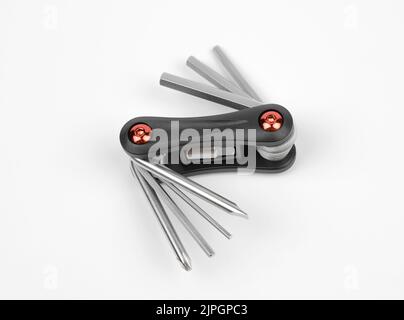 Multitool key for bicycle isolated on white background Stock Photo