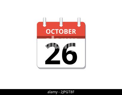 October 26 - calendar and Time planner. Daily Calendar Icon reminder ...