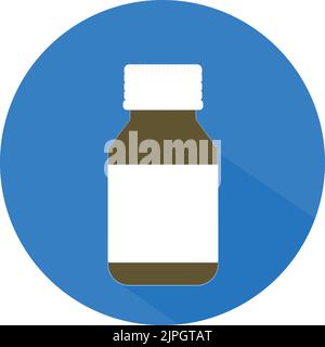 Medice bottle icon in circle. Concept of medicine and pharmacy. Stock Vector