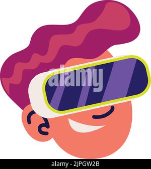 boy face using goggles Stock Vector