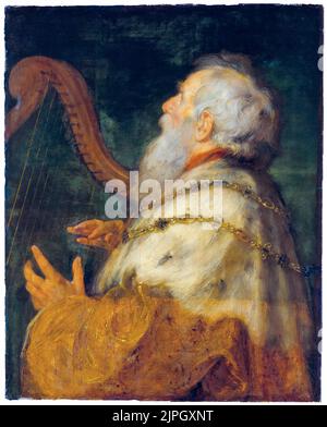 Peter Paul Rubens & Jan Boeckhorst, King David Playing the Harp, painting in oil on panel, circa 1616 Stock Photo