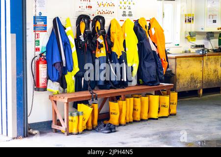RNLI Wellington boots and safety gear Stock Photo