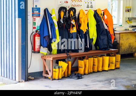 RNLI Wellington boots and safety gear Stock Photo