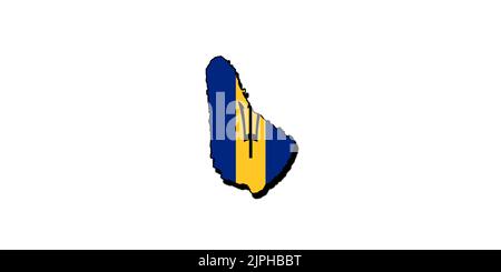 Silhouette of the map of Barbados with its flag Stock Photo