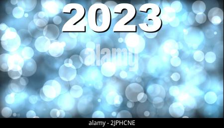 2023. New Year 2023. 2023 written on an abstract background in the form of bubbles with a gradient of different colors. Happy new year 2023. Stock Photo