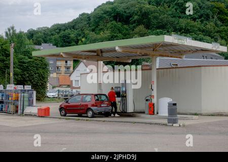 A gas station in a small French town Stock Photo