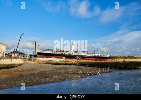 The Medway Queen paddle steamer in Ramsgate dry dock Stock Photo