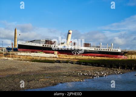 The Medway Queen paddle steamer in Ramsgate dry dock Stock Photo